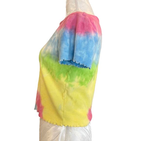 Vintage Y2K Pink Blue Rainbow Tie Dye Butterfly Embroidered Baby T shirt Sz - Picture 9 of 16